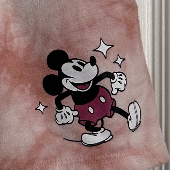 Disney Mickey Mouse sz L sweat shorts, pink tie dye, elastic waist - Picture 4 of 9